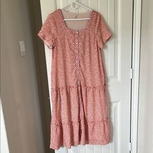 Roolee Red Floral Tiered Midi Dress